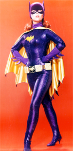 Yvonne Craig's Batgirl inspired the most popular version of Batgirl to date. However, Mego didn't opt for the purple and yellow outfit depcited on the TV series. Yvonne Craig as Batgirl from the popular 1960s Batman TV series.