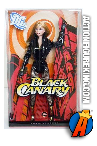 A packaged sample of this Barbie Famous Friends Black Canary figure. 