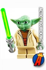 LEGO STAR WARS YODA Minifigure with green lightsaber.