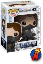 A packaged sample of this Funko Pop! Marvel Winter Soldier vinyl bobblehead figure.