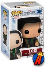 A packaged sample of this Funko Pop! Marvel Thor 2 movie Loki vinyl figure.