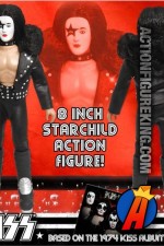 A packaged sample of this Series 2 fully articulated 8-inch KISS The Starchild action figure with removable cloth uniform.