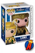 A packaged sample of this Funko Pop! Marvel Exclusive Avengers Loki vinyl figure.