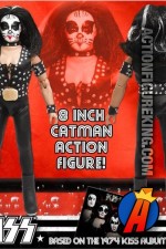 A packaged sample of this Series 2 fully articulated 8-inch KISS The Catman action figure with removable cloth uniform.