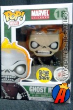 A packaged sample of this Funko Pop! Marvel Glow-in-the-Dark Ghost Rider vinyl figure.