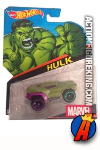 Marvel&#039;s Hulk die-cast car from Hot Wheels.
