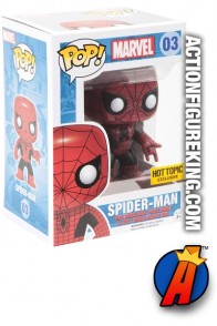 Funko Pop! Marvel Hot Topic Red and Black variant SPIDER-MAN Bobblehead Figure.