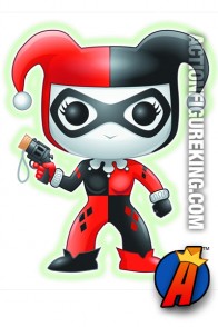 Funko 6-inch Pop Heroes Glow-in-the-Dark Harley Quinn figure.