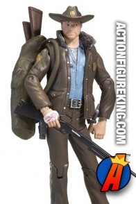 Deatailed view of this Walking Dead Rick Grimes action figure.