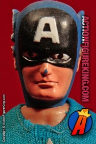 From the pages of the Avengers comes this Mego 8-inch scale Captain America action figure with authentic fabric outfit.