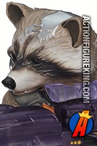 A detailed view of this Guardians of The Galaxy Big Blastin&#039; Rocket Raccoon action figure.
