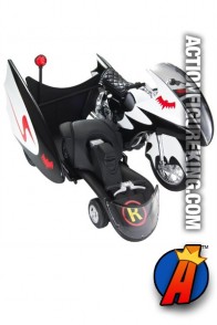 Batman Batcycle die-cast vehicle from Hot Wheels.