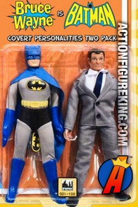 DC Superheroes Retro Cloth 8-Inch Figures Two-Pack of Batman and Bruce Wayne from Figures Toy Company.