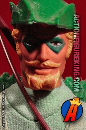 Fully articulated Mego 8-inch Green Arrow action figure with removable fabric outfit.