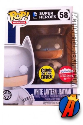 Funko Pop! Heroes variant Glow-in-the-Dark White Lantern Batman figure.