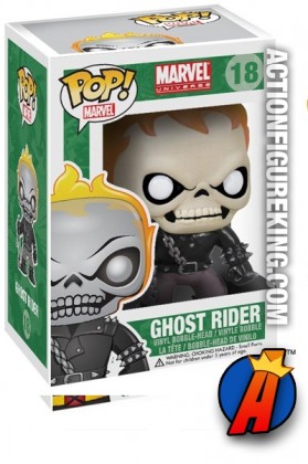 A packaged sample of this Funko Pop! Marvel Ghost Rider vinyl figure number eighteen.