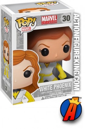 A packaged sample of this Funko Pop! Marvel White Phoenix vinyl figure.