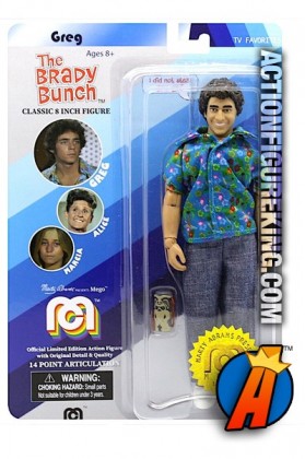 A packaged sample fo this MEGO LIMITED EDITION BRADY BUNCH ACTION FIGURE ft. Greg Brady.