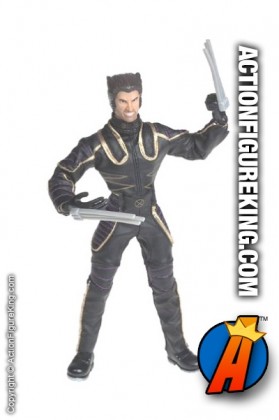 X-Men Movie Mutations 8 inch Hugh Jackman as Wolverine action figure with authentic fabric outfit.