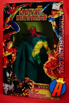 This Marvel Universe 10-inch Vision action figure is articulated with a removable fabric cape.