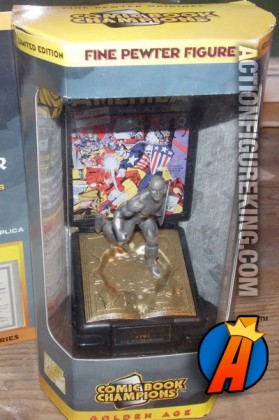 A packaged sample of this Comic Book Champions pewter Captain America figure.