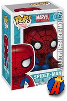 A packaged sample of this Funko Pop! Marvel Spider-Man vinyl figure number three.