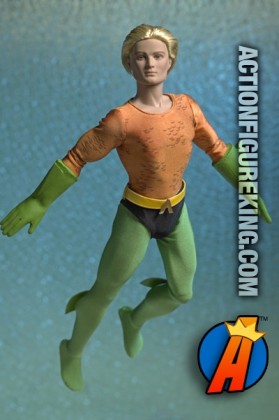 Fully articulated Tonner 17.5-inch dressed Aquaman action figure.