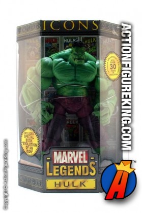 Rare and oversized Marvel Legends 12 inch Incredible Hulk action figure from their Icons series.