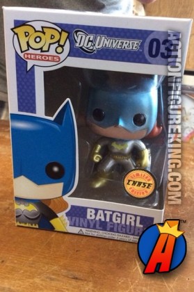 Funko Pop! Heroes metallic variant Batgirl figure.