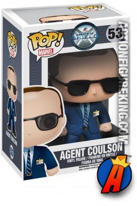 A packaged sample of this Funko Pop! Marvel Agent Coulson vinyl figure.