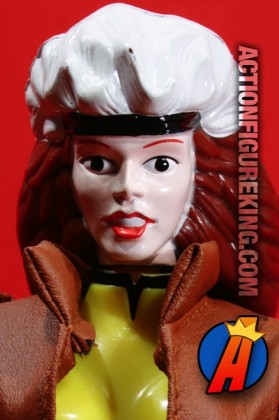The X-Men&#039;s Rogue as a Deluxe 10-inch scale action figure with 6 points of articulation and a pleather-like jacket.