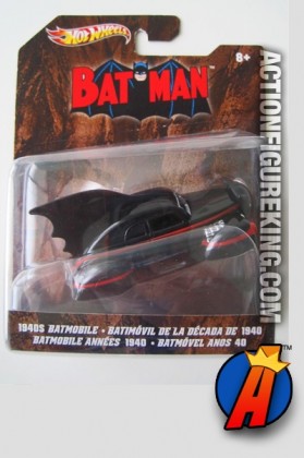 Die-cast 1940s Batman Batmobile from Hot Wheels.