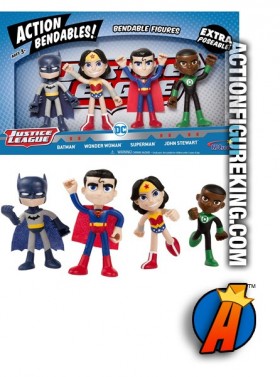 DC COMICS ACTION BENDABLES 4-INCH JUSTICE LEAGUE FIGURES from NJ CROCE