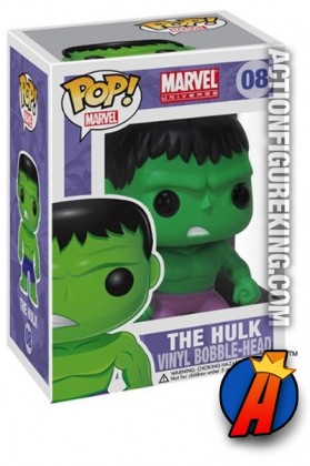 A packaged sample of this Funko Pop! Marvel Hulk vinyl figure number 8.