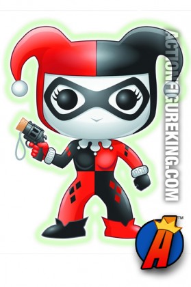 Funko 6-inch Pop Heroes Glow-in-the-Dark Harley Quinn figure.