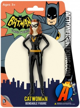 A packaged sample of this 2014 bendable Catwoman figure part of the Batman Classic TV series.