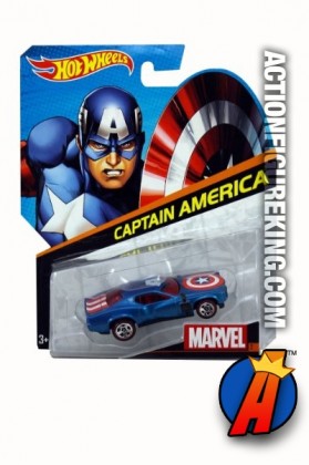 Captain America die-cast vehicle from Hot Wheels.