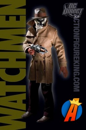 From the pages of the Watchmen comes this 13 inch DC Direct Rorschach action figure with removable cloth uniform.