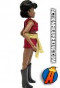 Sideview of this LT. UHURA 8-inch ACTION FIGURE with rooted hair and fabric uniform.