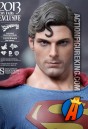 Like in the movie Superman III, the oufit for this sixth-scale figure utilizes duller versions of Superman&#039;s usual red and blue.