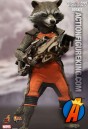 Rocket Raccoon features a finely sculpted head and body, specially tailored costume and weapon.