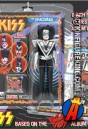 A packaged sample of this Series 3 fully articulated 8-inch KISS The Spaceman action figure with removable cloth uniform.