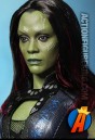 A detailed view of the head sculpt of this Gamora action figure based on actress Zoe Saldana.