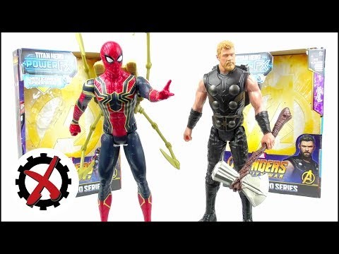 AVENGERS INFINITY WAR Iron Spider &amp; Thor Titan Power FX Figure Reviews | Votesaxon07
