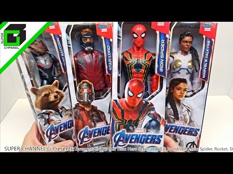 Avengers ENDGAME Titan Hero Series WAVE 2 by HASBRO Iron Spider, Rocket, Star Lord, and Valkyrie