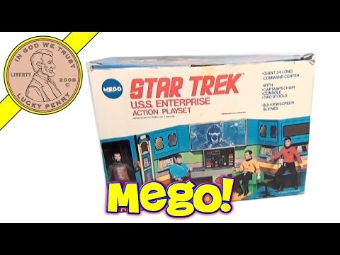 Star Trek Action Play Set, 1974 Mego Toys - USS Enterprise Kirk, Spoc, Bones, Uhura, Klingon